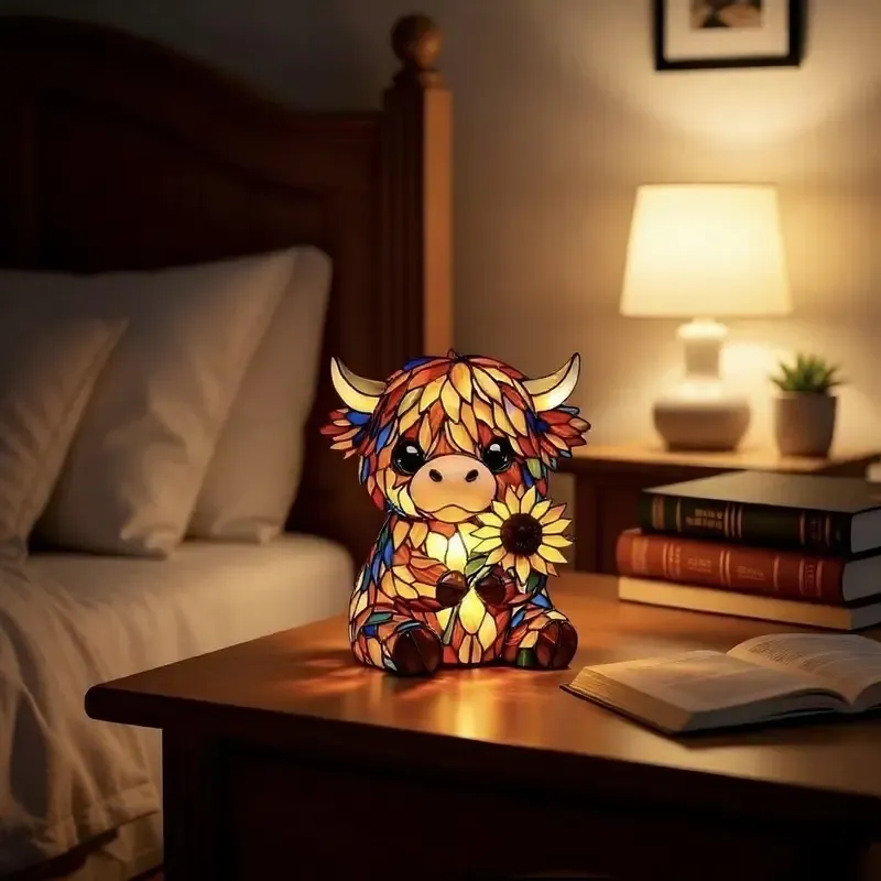Warm ambient Highland Cow night light