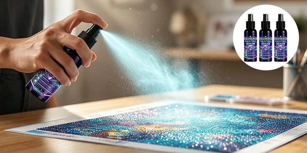 Sealing a finished diamond painting with Diamond Painting Sealant spray