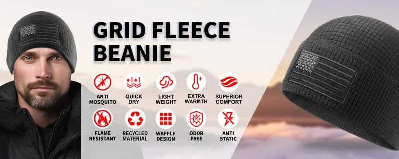 Waffle fleece watch cap detail