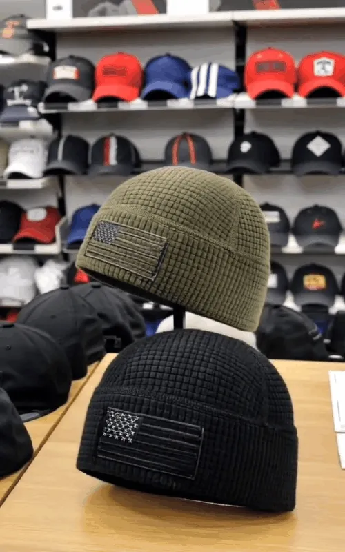 Flag-Embroidered Waffle Watch Cap