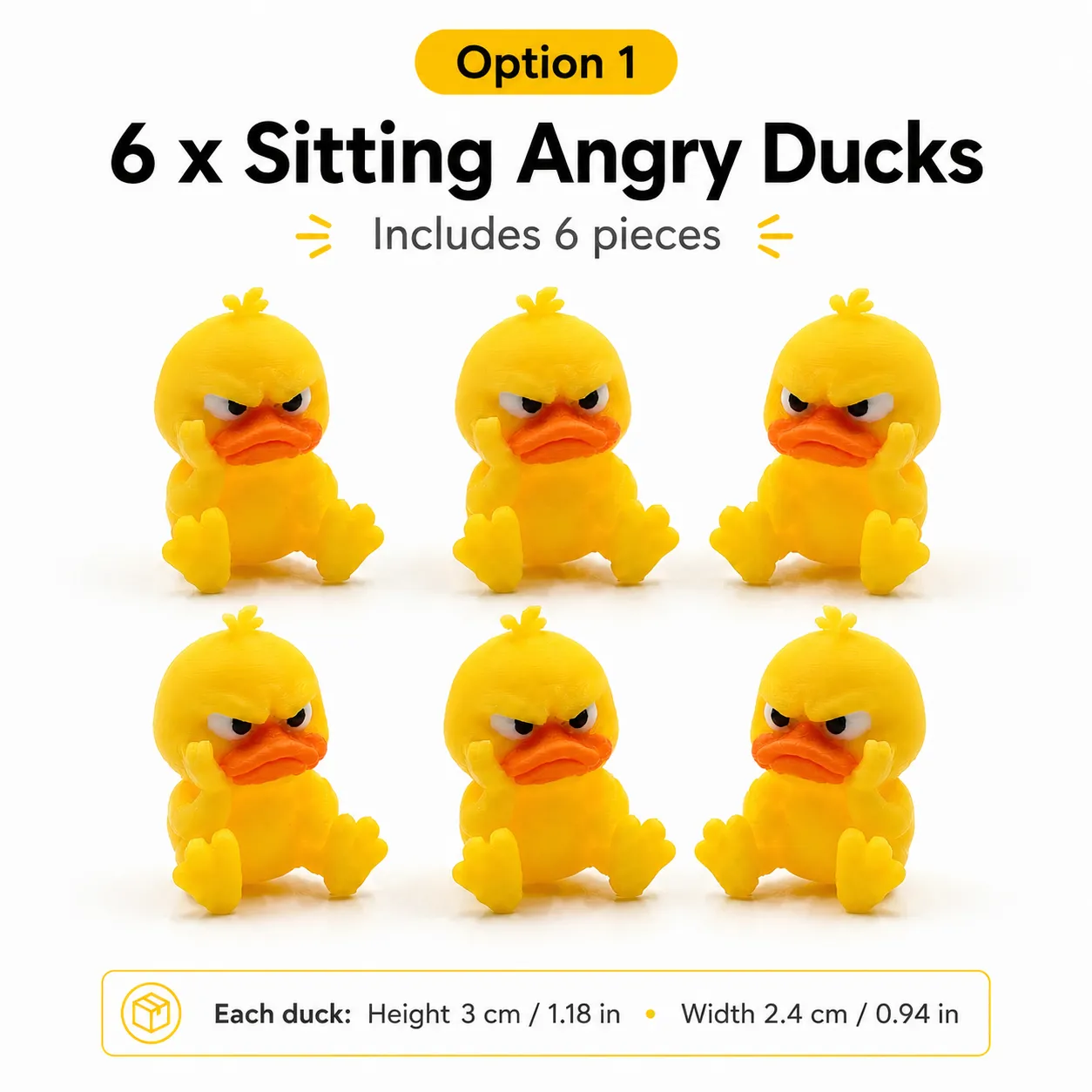 Angry Duck Desk Figurine — Add a Tiny Attitude to Your Space! - 6 PCS sitting position
